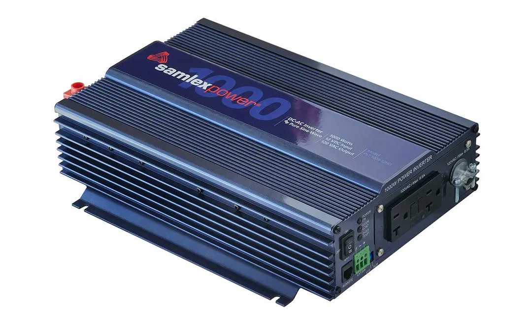 PST-1000-12HD – SAMLEX AMER Power Inverter, Inverts 12 Volt DC To 120 Volt AC 1000 Watt 8.5 Amp Output 88 Percent Eff...